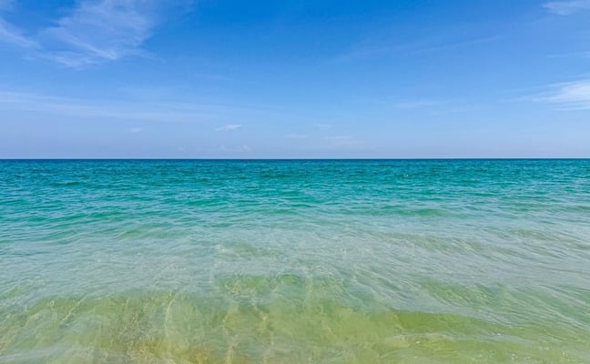 Blue green ocean water near Kitty Hawk in the Outer Banks.